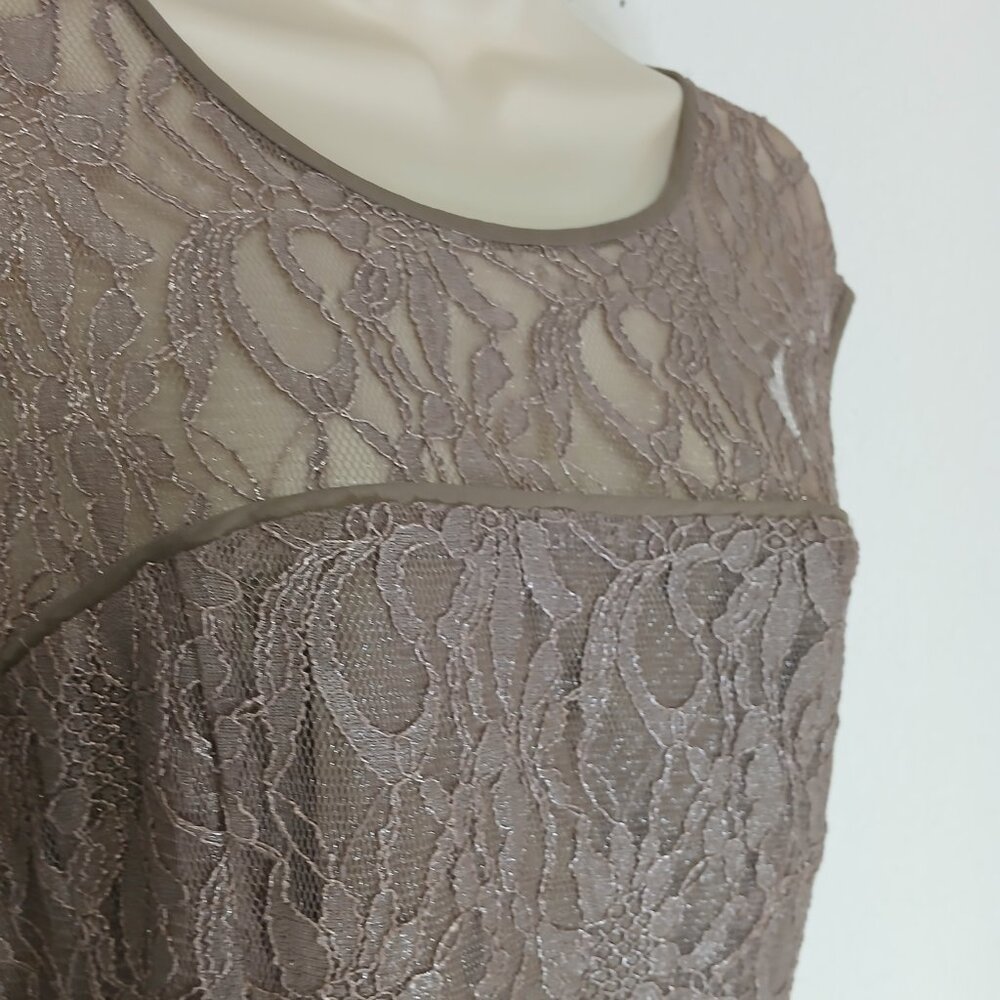 NWOT Anne Klein metallic tan Lace midi dress size 12 - Picture 4 of 12